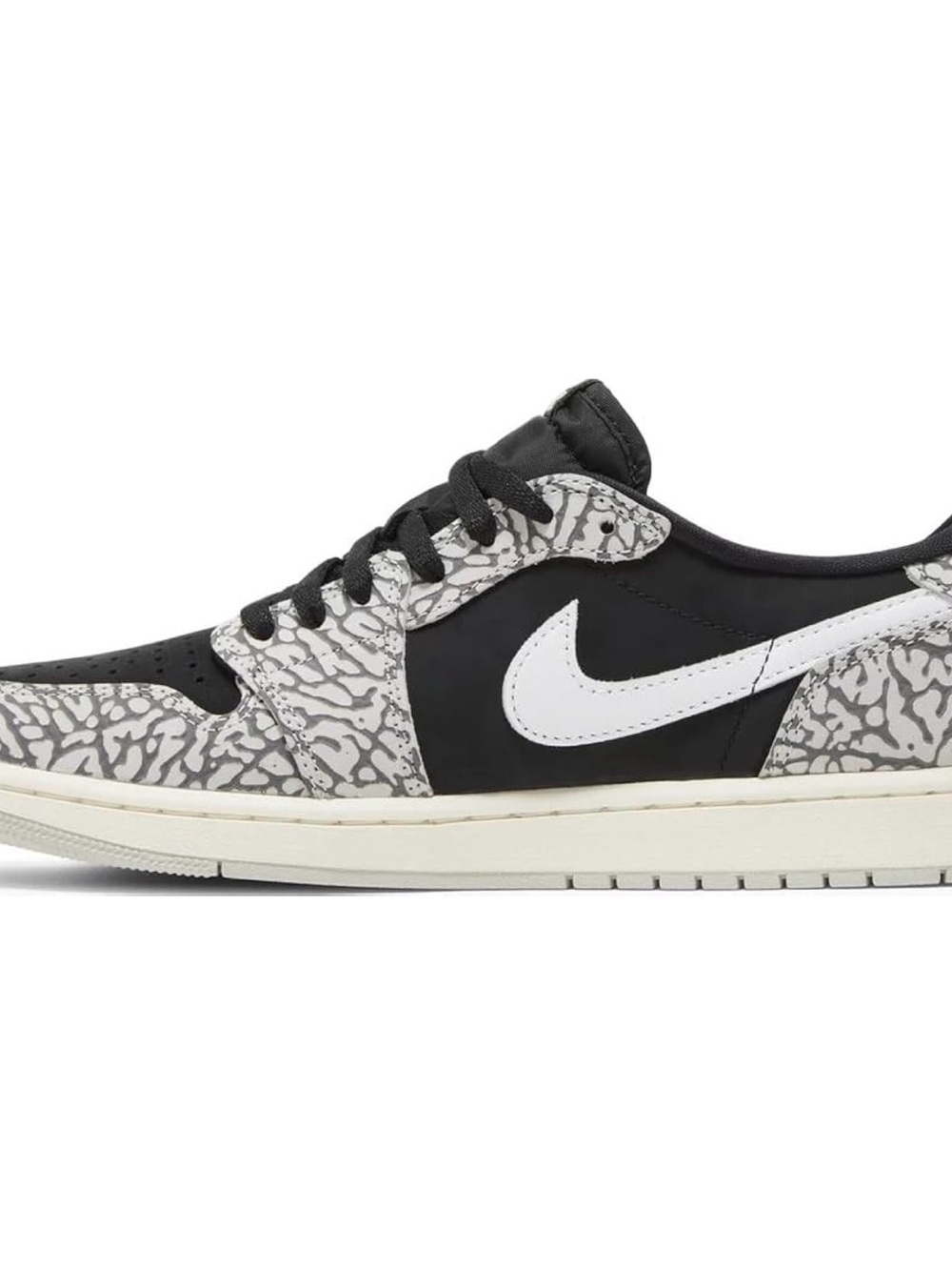 Air Jordan 1 Retro Low OG (GS) Black White Elephant Print Low-Top Sneakers 6.5Y